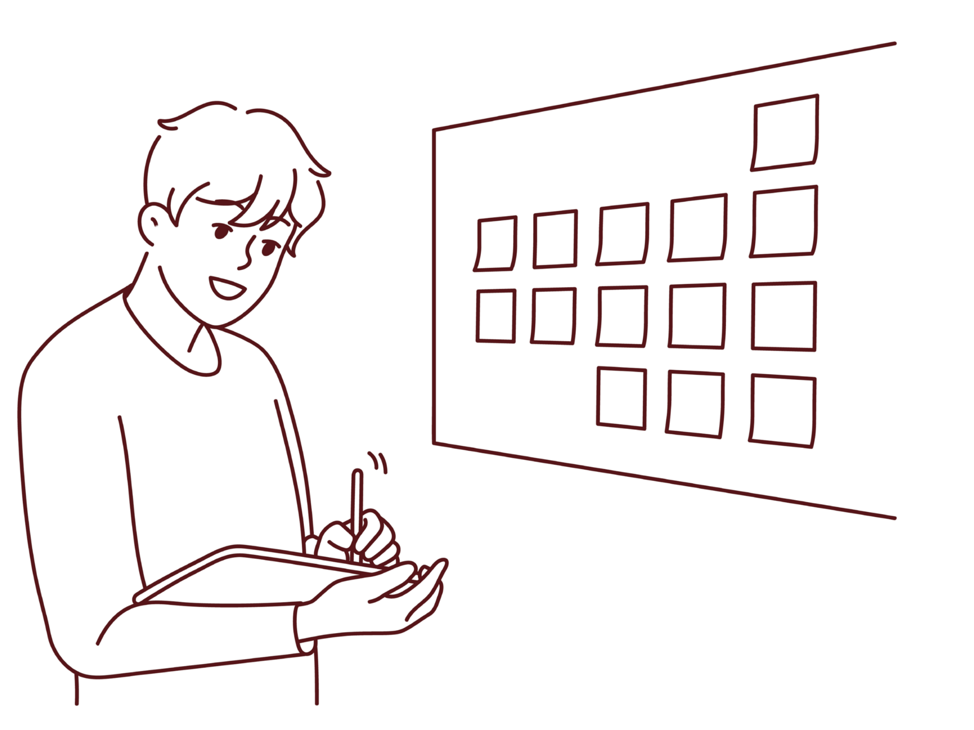 Person strukturiert ihren Alltag mithilfe eines Plans und organisiert Aufgaben